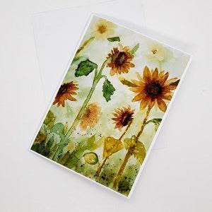 Fundraiser for Ukraine, Sunflower watercolour art greeting card, print from original watercolor painting, 50% of profits donation, 5 x 7 "