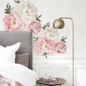 PVC Pink Peony Flower Wall Stickers Kids Baby Nursery Decor Mural Decal Top New