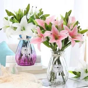 5pcs Artificial Lily Real Touch Flowers Party Bouquet Plant for Home Garen Decor