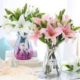 5pcs Artificial Lily Real Touch Flowers Party Bouquet Plant for Home Garen Decor