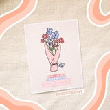 Greeting Card: Roses Are Red | floral card, flower bouquet, encouragement card, greeting card, cream card, flowers, cards, stationery,