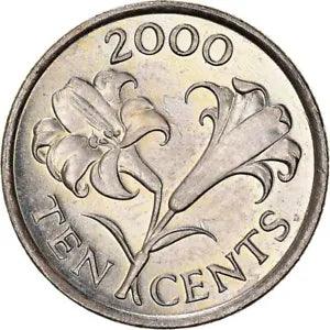 Bermudian 10 Cents Coin | Elizabeth II | Bermuda Lily | Bermuda | 1999 - 2009