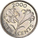 Bermudian 10 Cents Coin | Elizabeth II | Bermuda Lily | Bermuda | 1999 - 2009