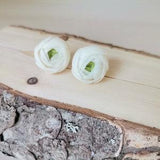 Stud earrings, ranunculus earrings, floral jewelry, floral accessories, made of air dry polymer clay, clay flowers, white ranunculus