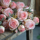 Pink Dried Look Faux Roses, Artificial Flower, Wedding/Home Decoration, Gifts, 4 heads Rose Spray