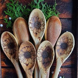 Sunflower wooden spoon | gift hostess | Ukraine | kitchen art | New | ready to ship from Alberta, Canada