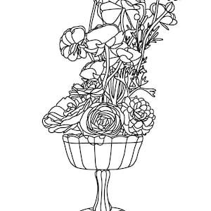 Ranunculus Bouquet Line Drawing