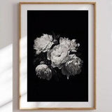 Elegant Monochrome Peony Bouquet Art Print, Printable Art, Peony Bouquet Poster, Black and White Floral Wall Decor, Botanical Artwork