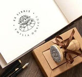 Ex libris Lotus Flower Water Lily Rubber Stamp Personalized, Special Gift Box