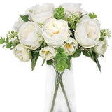 Artificial Flowers 2 Bunches Fake Peony Silk Flowers Arrangements Cream White