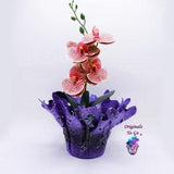 Purple Orchid Pot basket, OriginalsToGo, Black Floral pot, Orchid pot, Unique Pot, Planter basket, Planter cover, Black Air plant pot