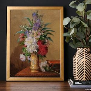 Unframed Print | Bouquet of Flowers with Peonies reproduced from an original oil painting | Vintage flower painting | Art No. 1110