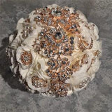 Rose Gold Brooch Bouquet,Handmade Wedding Bouquet,Silk Flower Bouquet