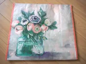 Pink Purple White Peony Flower  Durable Reusable Eco Grocery Market Shopping Bag