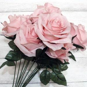 Blush Color Rose Bouquet Artificial Silk Flower 9 Heads Bush For DIY Arrangement Home Decor Wedding Party Celebration Office