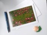 Pink Water Lily Pond ?? Blank Handmade Note Card w/ Envelope ??Get Well Soon!