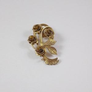 Rose Bouquet Brooch, Flower Bouquet Pin, Vintage Gold Tone Flower Pin, Vintage Brooch, Vintage Pin, Flower Brooch, Flower Pin, Rose Brooch