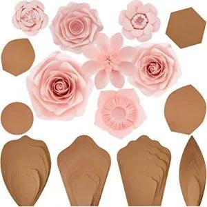 28 Pcs Rose Peony Daisy and Daffodil Paper Flower Template Kit with Leaf