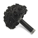 Black Bridal Bouquet, Black Toss Bouquet, Black Bridesmaid Bouquet, Matching Corsage and Boutonnieres, Gothic, Halloween Weddings