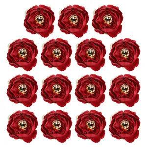 30Pcs Artificial Flower Head Fake Flowers Heads Bulk Silk Peony Heads Burgundy