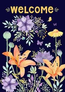 Toland Welcome Lilies 12x18 Flower Spring Butterfly Garden Flag