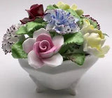 VTG Royal Doulton 8 Flowers Figurine Bone China Footed Basket Roses Carnations?