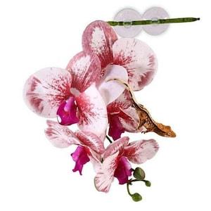 Deluxe Hanging White Orchid - Realistic Soft Plastic Orchid - Artificial Plants for Terrarium and Aquarium Decor - Made of Soft Plastic