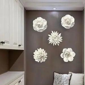 Hanging Wall 3Dceramic Flower Artificial Wall Flowers Wall Decor for Hallway