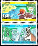 Bulgaria 1999 Parks Waterfall Duck Deer Water Lily Flowers Nature Europa 2v MNH