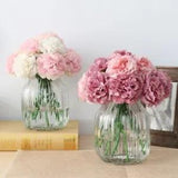 10Pcs Cute Silk Artificial Flowers Hydrangeas Peony Silk bouquet Artificial...