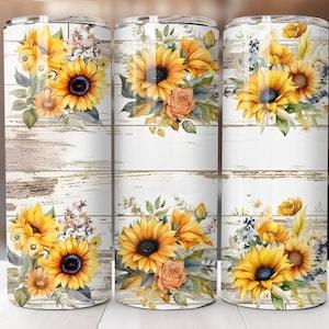 Sunflower Tumbler Wrap PLUS 12 free designs | Customize your own tumbler |  add your text | 20 ounce tumbler wrap | commercial use
