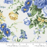Summer Breeze Rose Bouquet Large Floral in White by Moda Fabrics 44 in wide 100% Cotton Quilting Fabric MD-33680-11