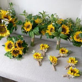 12 Piece Sunflower Wedding Bouquet Set - Custom Made For Order