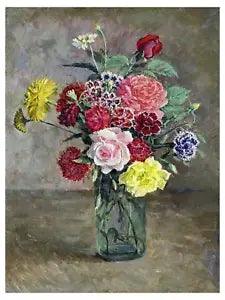 Roses Carnations I. Mashkov Flowers Tile Mural Kitchen Backsplash Marble Ceramic