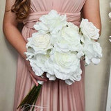 Celine Bridal Bouquet Classic Luxe Posy Bouquet Wedding bouquet Silk Flower Artificial Floral Posy white lux roses only, long stem roses