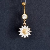 316L Surgical Steel - Gold Sunflower Belly Ring
