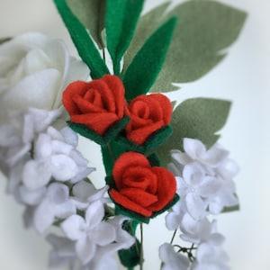 Felt Flower - Mini Roses in the Colour of Your Choice, With/Without Stem