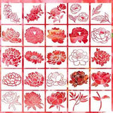 8 Inch Flower Stencils for Painting, Peony Stencils Reusable Spring Flowers Sten