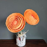 Artificial paper yellow ranunculus, Thanksgiving bouquet, Crepe paper flowers, Fake flower arrangement, Single stem flower, Posy flowers