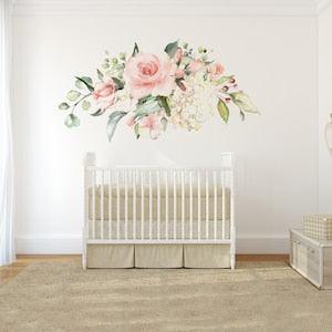 Bouquet Nursery Decor EMILY ROSE Wall Decals Blooms Pink Peonies Watercolor Floral Garden Decor Girls Baby Room Baby Pink Peony