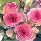 Roses - original watercolor painting, pink flowers, floral painting, flowering roses in a bouquet, gift idea for mother, postcard,