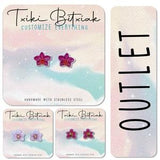 Orchid flower earrings pair of miniature stud earrings
