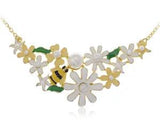Bumble Bee Carnation Floral Spring Flower Pearl Beaded Collars Fancy Necklace