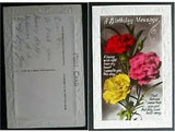 Undated Great Britain Edge embossed Birthday Postcard-Carnation flowers, Used.