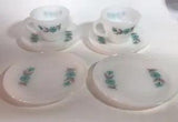 Vintage Fire King Oven Ware Blue Carnation Corn Flower Tea Cup & Saucer Set