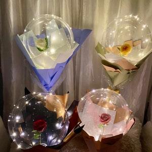 LED Luminous Rose Bobo Balloon Bouquet, Occasions like Valentine's, Weddings, Anniversary, Graduation, Mother??s day, Quince?era, Sweet 16