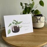 Plant Thank You For Helping Me Grow Minimalistic Card Print | Customizable Blank Note Art Print Card with Envelope for Any Occassion