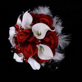 Red rose bouquet, red and white bouquet, bridal bouquet, red, white, rose, calla lily bridal bouquet