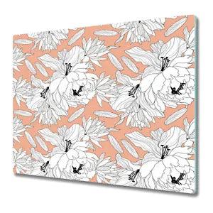 Glass Surface Protector Worktop saver Peony Revolution Floral Sketch Flowers art