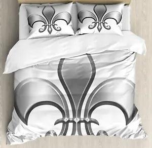 Medieval Duvet Cover Set with Pillow Shams Lily Flower Symbol Print